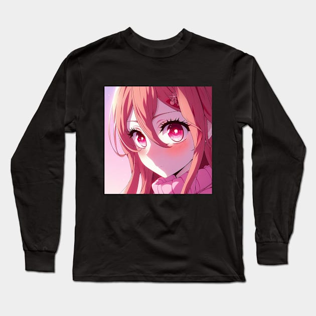 Anime Eyes - Pink Long Sleeve T-Shirt by AnimeVision
